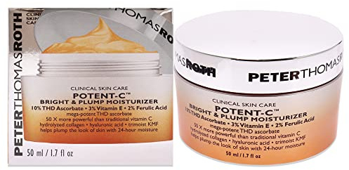 Peter Thomas Roth | Potent-C Bright & Plump Moisturizer | Brightening Vitamin C Moisturizer and Anti-Aging Cream with Collagen light blue 1.69 Fl Oz