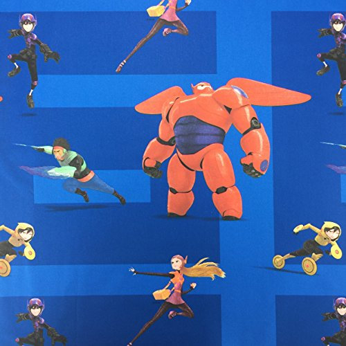 Lizenziert von Disney - Blauer Baymax Neuheit Druck Premium Grade 100% Baumwolle Feingewebe Kindervorhang Bettwäsche Stoff 142cm breit - Meterware