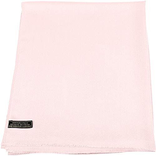 CJ Apparel - Scialle con frangia, tinta unita, sciarpa avvolgente, stola, pashmina, copertura per testa e viso, Rosa confetto, Etichettalia unica