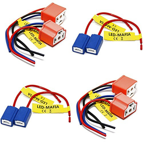 LED-Mafia 2X H1 H3 H4 LAMPENFASSUNG Halogen Lampen Fassung Keramik Stecker Kabel Sockel 2X H1