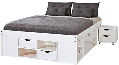 PKline Bett Timm 160x200cm Schubladenbett Massivholz Bettgestell Jugendbett Gästebett