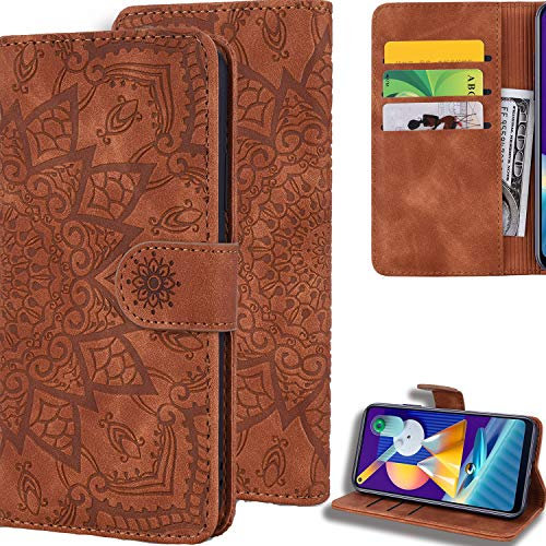 DodoBuy Hülle für Xiaomi Mi Note 10/Note 10 Pro, Mandala Muster Magnetische Flip Cover PU Leder Schutzhülle Handy Tasche Brieftasche Wallet Case Ständer mit Kartenfächer - Braun
