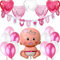 Decorazioni Festa Nascita Bambina. Festone é Femmina It's A Girl+1 Palloncino Rosa a Bimba Neonata Femminuccia +5 Palloncini a Cuore +12 Palloncini. Accessori Battesimo e Baby Shower