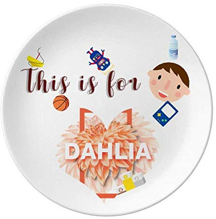 Dahlia Box Flower Shape Porcelain Plate Dinner Round Dish Boy Man