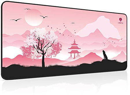 LANGTU Großes erweitertes Gaming-Mauspad, rutschfeste Naturkautschuk-Basis, XXL, pink, Schreibtischmatte, Computer-Tastatur für Spiele-Büro – 800 x 400 x 3 mm