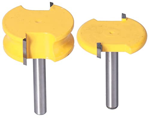2Pcs Router Bit Set 1/4 Zoll Schaftfräser Joint Router Bits Router Zubehör Teile für Holzbearbeitung Gelb