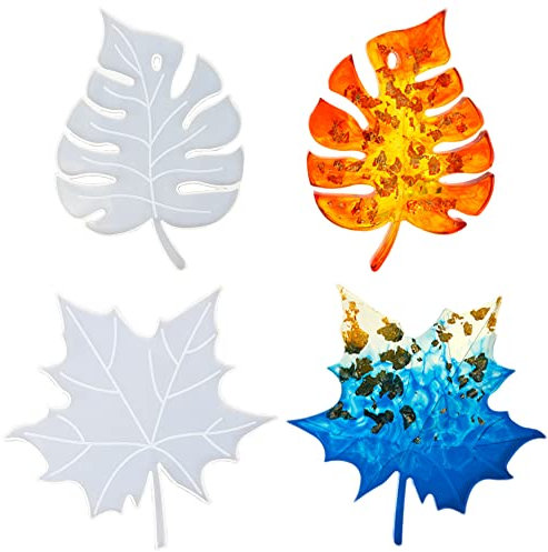 Nifocc 2 Stück Blätter Untersetzer Harzform Ahornblatt Gießform Monstera Blätter Silikonform für DIY Basteln Wandbehang Home Decor Wandbehang