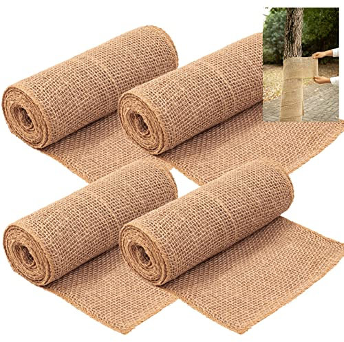 SYWHXY 4 Rollen natürliche Jute-Baumwickel, 20x24 cm, Winter-Baumschutz, Garten, Baumstammschutz, Pflanzenwickel, Frostschutzbandage, um die Pflanze warm und feuchtigkeitsspendend zu halten