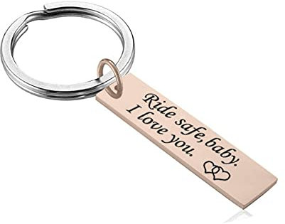 Banemi Schlüsselanhänger Vintage, Schlüsselband Männer Langer Teller mit Gravur Fahrt Sicher, Baby Ich Liebe Dich Schlüsselanhänger Zum Muttertag