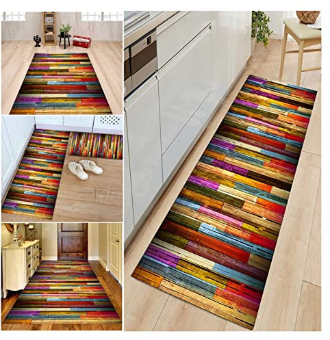 Teppich Läufer für Flur, Küche Schlafzimmer Küche Rutschfest Teppichläufer Waschbar Bunt Lange Vintage Kücheläufer 0.7cm Kurzflor Flurläufer Fußmatte ( Color : Clear , Size : 60x100cm/23.62x39.37in )