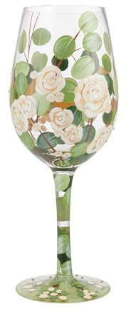 Enesco Designs by Lolita Bouquet in Bloom Verre à vin artisanal peint à la main Motif floral Multicolore 445 ml