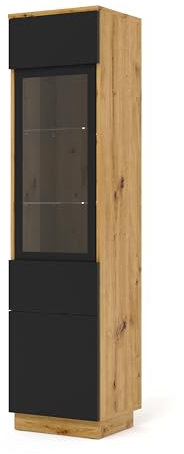 BIM Furniture Vitrine en verre Aura 1DS - Pour armoire, côté meuble, vitrine, bibliothèque 150 cm