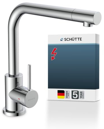 SCHÜTTE RIO 360° schwenkbare Küchenarmatur Chrom Niederdruck | Spültisch Armatur mit hohem Auslauf Küche, Einhebelmischer, Mischbatterie für die Spüle, Wasserhahn Niederdruck Chrom