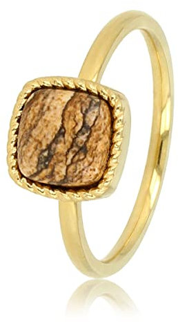 My Bendel - Kleiner Siegelring aus Gold mit Picture Jasper Edelstein