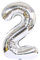 D2D | Party Balloon Zahl 2 XXL in Silber - Größe 100 cm - Folienballon - Zahlenballon - Geburtstagsdeko - Helium Ballon