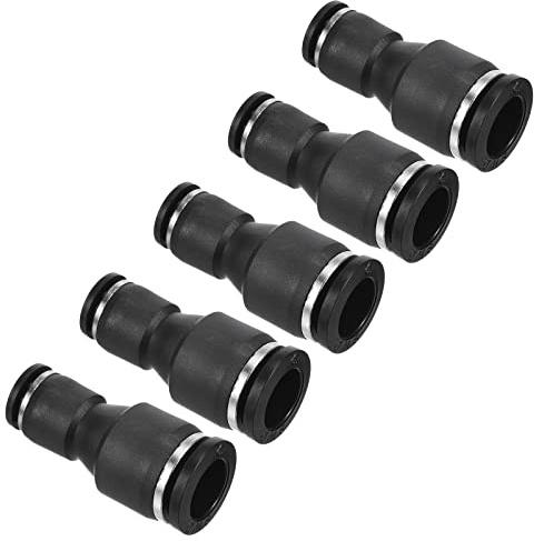 PATIKIL 12mm à 8mm Réduction Pression Connexion Air Ligne Raccord, 5 Paquet Droit Union Réducteur Pneumatique Rapide Connexion Raccords, Noir