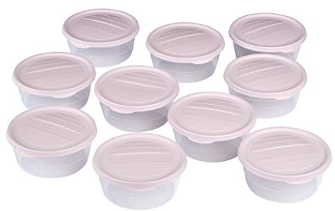 RoyalFay® Pizzaballenbox Piccolo 10er Set – Gärboxen mit Deckel Farbe rose – lebensmittelechte Mealprepbox für Pizzateigballen & Zutaten – stapelbar, BPA-frei & Made in EU