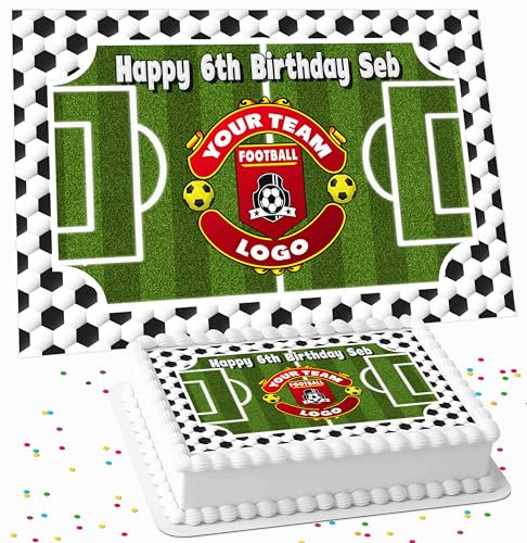 YOUR FOOTBALL TEAM LOGO BIRTHDAY PERSONALISED ICING EDIBLE LARGE CAKE TOPPER DECORATION SUITABLE FOR USE ON COSTCO CAKE RF-2465