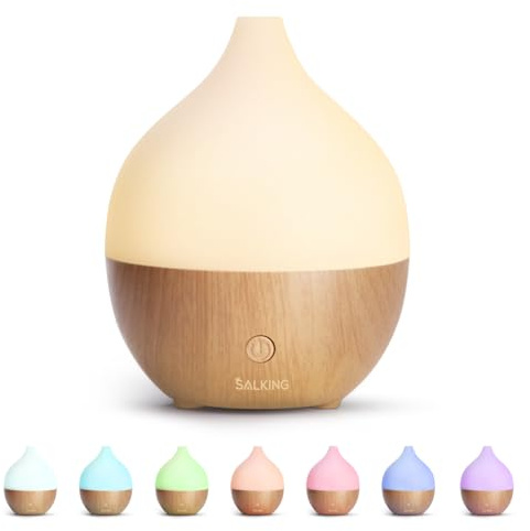 SALKING Essential Oil Diffuser, 100ml Small Aromatherapy Diffuser with Auto Shut-Off Function, Ultrasonic Diffusers for Essential Oils, Cool Mist Humidifier with Warm White Lights, for Office Home