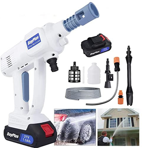 25 Bar Cordless Pressure Washer with 1 x Battery 21V 1.3Ah, Portable Power Washer with Nozzle, 16FT Hose, High Pressure Sprayer for Car Washing, Garden, Patio, Window, Floor