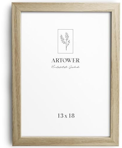 Artower® Bilderrahmen für 13 x 18 cm Natur Holz Eiche Dünner Rahmen | Posterrahmen Groß Vintage Collage | Picture Frame 13x18cm | Holzrahmen Holz-Bilderrahmen | Holzbilderrahmen Poster Rahmen Echtholz