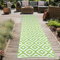 Teppich-Traum Langer Outdoor Teppich Außenteppich Camping Garten wetterfest Kunststoff wasserfest strapazierfähig pflegeleicht Picknick Läufer große Rauten grün-weiß 90 x 300 cm
