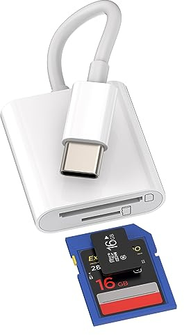 USB C SD Card Reader Adapter for iPhone 15 Pro Max Plus Apple iPad Air Mini Type C Multiport Camera Micro TF Card Compact Flash Drive Memory Dongle Thunderbolt 4 3 Cable Compatible for Samsung Macbook