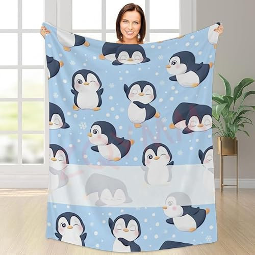 Personalisierte Decke mit Namen Baby, Kuscheldecke Personalisiert, Babydecke mit Namen Baby, Baby Decke mit Namen, Kuscheldecke Baby Personalisiert Pinguin Geschenke für Baby Kinder Mädchen Junge