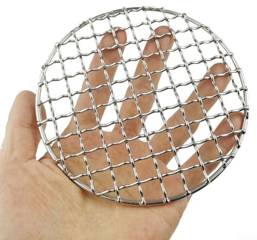 DAZZLEEX Mini filet de barbecue rond ou carré en acier inoxydable pour l'extérieur, haute température, pour , camping (rond)