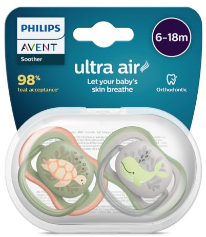 Ultra Air Schnuller 6/18 Monate, verschiedene Farben, 2 Stück Philips Avent