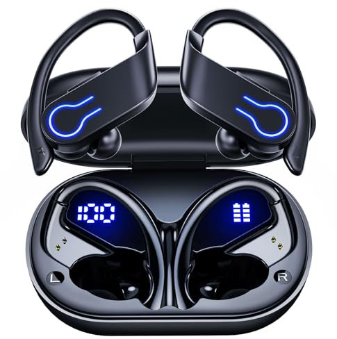EUQQ Auriculares Inalambricos Bluetooth Deportivos - Cascos Inalámbricos con IP7 Impermeable, 120 Horas de Reproducción, para Running y Gym