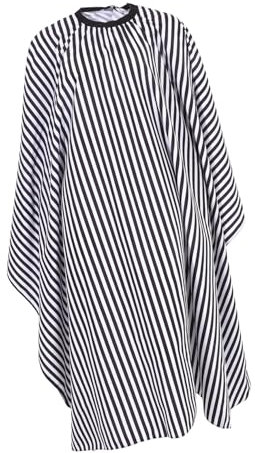 HAPINARY Wasserdichter Friseurumhang mit Druckknopfverschluss Antistatisch und Leicht für Friseursalons und Haarschnitte Schwarz-weiße Streifen Schmutzabweisend Einfach zu Reinigen