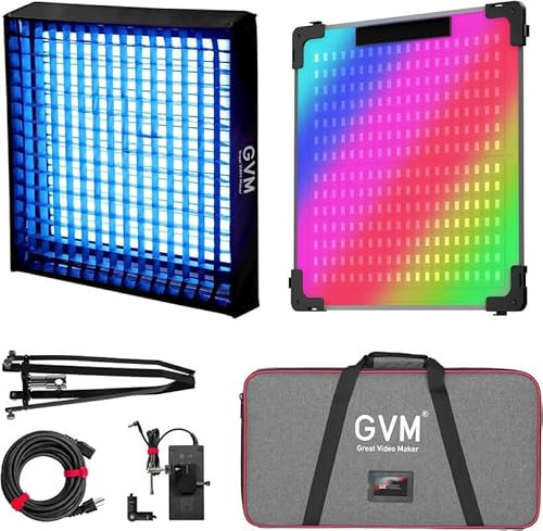 GVM 100 W opvouwbaar LED photolichtpaneel, RGB videolamp Met Softbox, 2000K-10000K LED studiolamp continu Licht, LED videolamp Met 16 soorten lichtscènes, LED-videoverlichting voor fotostudioset