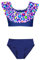 Aquarti Mädchen Bikini Set Bustier Bikinislip Zweiteiliger Badeanzug, Farbe: 037 Bikinis Bunt Leopardenmuster Dunkelblau, Größe: 164