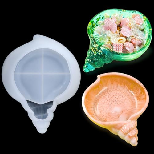 FineInno Moule en Silicone Conque Bocaux de Stockage 3D Coquillage Moule Résine Époxy pour DIY Bijoux Boîte de Rangement,Plateau Décoration Bricolage
