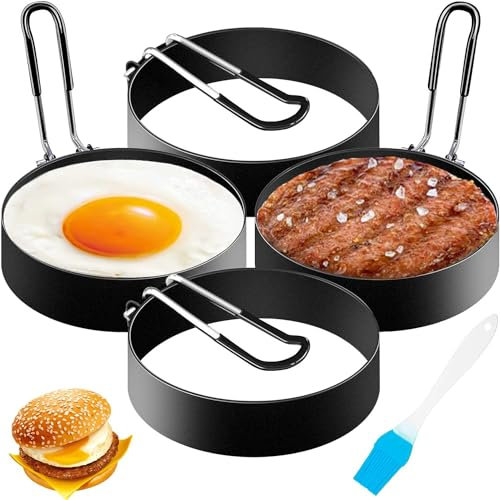Yitobici Egg Ring, Edelstahl Pancake Form, 7,6 cm Rund Spiegeleiformen Antihaft, zum Spiegelei, Pfannkuchen, Omeletts,4 Stück
