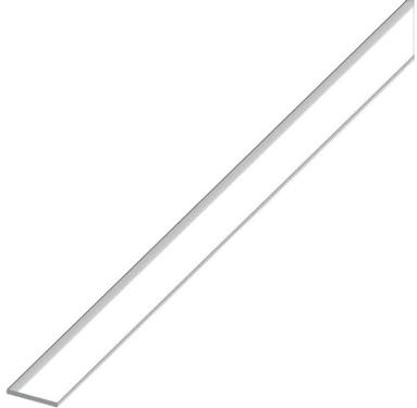5PZ PROFILO BARRA PIATTA ALLUMINIO Argento Cromato mm. 25x2 mt. 2