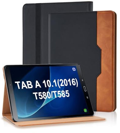 Vkooer Custodia per Samsung Galaxy Tab A 10,1 2016 (SM-T580 / T585) Cover Protettiva Pelle PU con Auto Svegliati/Sonno e Supporto Funzione Flip Tasca Case - Nero