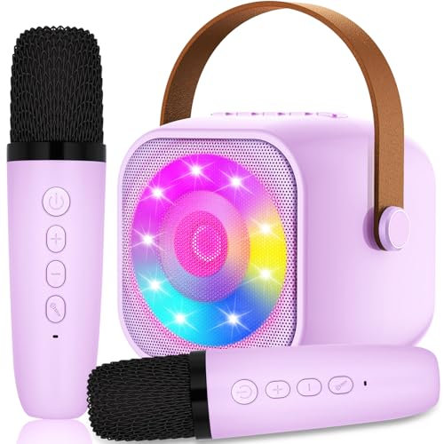 Karaoke 2 Microfonos, Karaoke Máquina para Niños y Micrófonos Inalámbricos, Altavoz Bluetooth Portátil para Adultos y Niñas, Regalo para Fiestas en Casa/Regalos/Juguetes