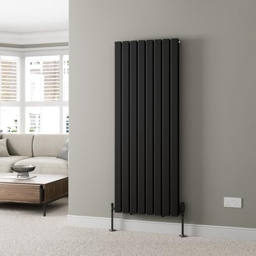 DuraTherm® 1600 x 608mm Black Vertical Designer Radiator Double Column Flat Panel Modern Central Heating Panels Bathroom Radiators