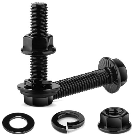 10 Stück M6x20 Sechskantschrauben, Flanschschrauben, Außensechskant, Edelstahl A2 V2A, Strukturschrauben, Unterlegscheiben, Federringe & Muttern/Schrauben Sortiment, Vollgewinde, Schwarz