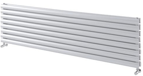 Go Bathrooms Horizontal Radiator 472 x 1800 White Oval Double Column Panel Central Heating Radiator Bathroom Radiator White Horizontal Kitchen Radiator
