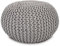 Amago home Strickhocker Pouf Ø45 o. 55cm Bodenkissen Sitzpouf XXL Baumwolle nachhaltig Größe ø 45 cm, Farbe hellgrau