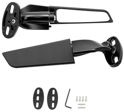 Motorrad-Rückspiegel für Ninja ZX6R ZX10R 250 YZF R1 R3 R125 R15 R25 Ersatz Seitenspiegel Aluminium Drehbar 180 Verstellbar Motorrad Seitenspiegel