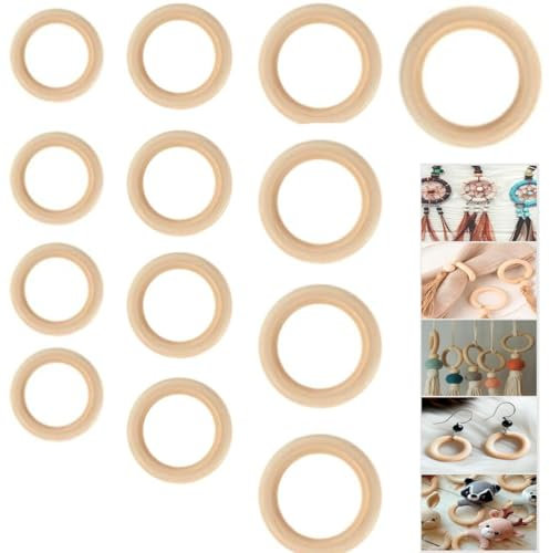BOBOZHONG Holzringe zum Basteln, 20 Stück Makramee Holzringe Hölzern Serviettenringe Natürlich Holz Ringe, Holzkranz, Bastelring für DIY Schmuck, Handwerk (20/30/40/50/60mm)