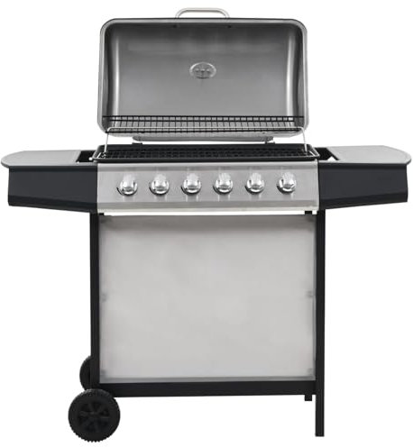 Tidyard Barbecue au gaz avec 6 Zones de Cuisson INOX Argenté