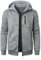 Herren Langarm Kapuzenjacke Reißverschluss Übergangsjacke Softshelljacke Strickjacke Lässige Herbst Winterjacke Herren Sweatjacke mit Taschen Freizeitjacke Modischer Hoodie Sportjacke (Light Gray,M)
