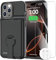 GIN FOXI Battery Case for iPhone 16 Pro, Charging Case with Holder 8000mAh Rechargeable Ultra-Slim Anti-Fall Protection Extended Battery Pack Charger Cover for iPhone 16 Pro Battery Case 6.3 Black