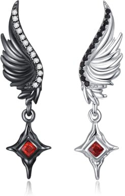 Engel Teufel Ohrringe Sterling Silber Tinzig Dämonen und Engelsflügeln Ohrringe mit Kristallen Flügel Schmuck Geschenk für Frauen Mädchen Geburtstag