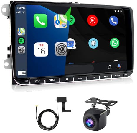 2025 Android 13 Car Autoradio mit DAB, CarPlay Autoradio, 9 Zoll Touchscreen, GPS, WiFi, BT, USB, FM RDS, DSP EQ, Radio, Rückfahrkamera, für VW, Golf 5 6 Passat Polo Skoda Tiguan Seat - TH0029DAB